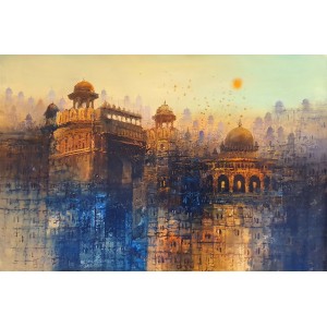 A. Q. Arif, 24 x 36 Inch, Oil on Canvas, Cityscape Painting, AC-AQ-440